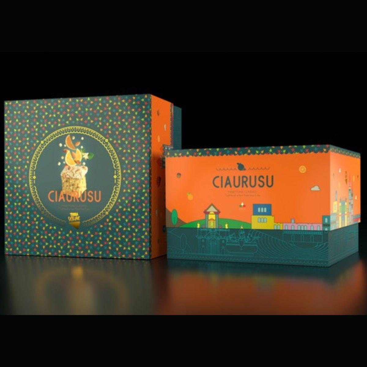 CIAURUSU - Panettone Tradizionale con Cubetti d'arancia e glassa mandorlata, 1000 g